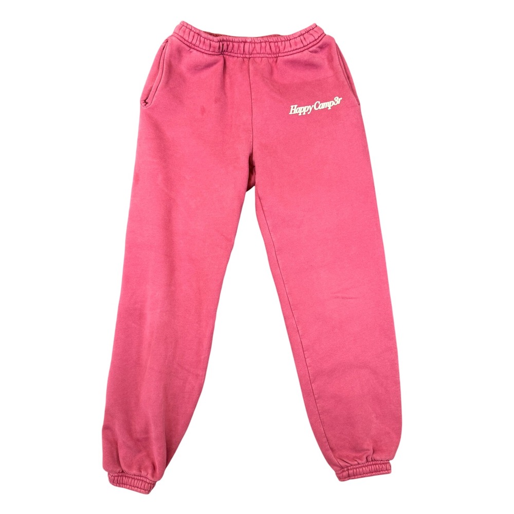 Happy Camp3r Pink Jogger Sweatpants Small Organic Cotton Recycled Blend Logo